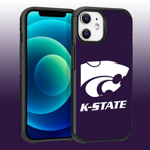 Apple iPhone 12 (6.1) / iPhone 12 Pro (6.1) - Licensed NCAA University of Kansas State Wildcats Logo on Purple Textured Dual Layer Case