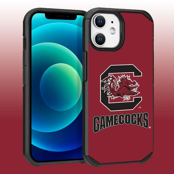 Apple iPhone 12 (6.1) / iPhone 12 Pro (6.1) - Licensed NCAA University of South Carolina Gamecocks Logo on Red Textured Dual Layer Case