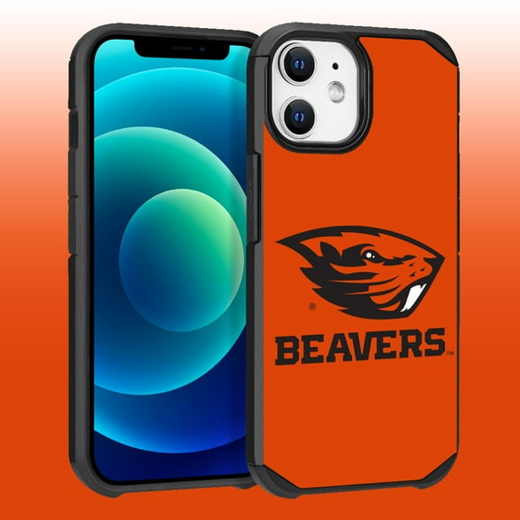 Apple iPhone 12 (6.1) / iPhone 12 Pro (6.1) - Licensed NCAA of Oregon State University Beavers Logo on Orange Textured Dual Layer Case