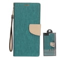 thumbnail image 1 of Apple iPhone 12 Mini /5.4" Wallet Premium Canvas Pu Leather Pocket Folio Book Cover Flip Fold Stand [Lanyard Strap & Credit Card Holder Slots] Teal Phone Cover forApple iPhone 12 Mini, 1 of 5
