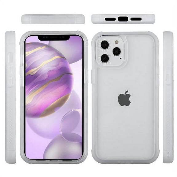 Apple iPhone 12 PRO MAX /6.7" Clear Transparent Hybrid Rugged Protective Shockproof Hard Cover Thick Corners Heavy Duty dual-layered TPU Frame [White] Phone Cover Fit iPhone 12 Pro Max