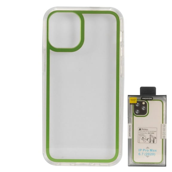 Apple iPhone 12 PRO MAX /6.7" Slim Crystal Transparent Clear + Green Frame Shield Shockproof Hybrid Hard Acrylic Heavy Duty Shock-Absorption TPU Phone Cover forApple iPhone 12 Pro Max