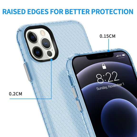 Apple iPhone 12 / iPhone 12 Pro (6.1") Phone Case Rugged Textured Hybrid Silicone Rubber TPU Airbag Full Protection Thin Cover for iPhone 12, 12 Pro [Blue]