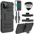 thumbnail image 1 of for Apple iPhone 12 Pro iPhone 12 (6.1inch) with Temper Glass Case Heavy Duty Shock Absorption Kickstand Armor Case with Belt Swivel Clip Holster Cover (Black), 1 of 4