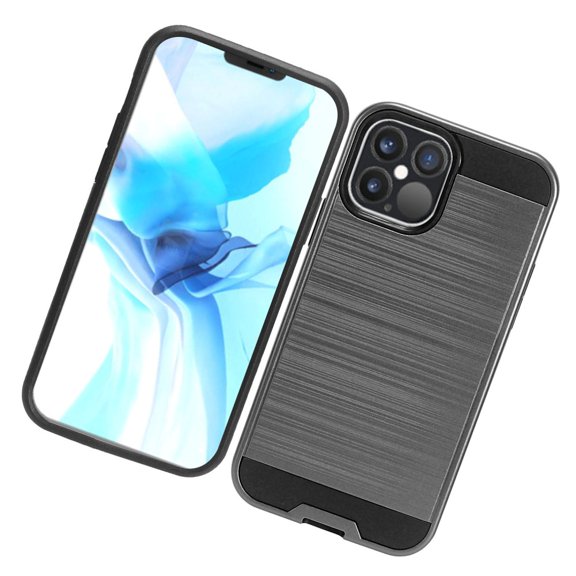Apple iPhone 12 Pro Max (6.7") Phone Case Brushed Texture Slim Hybrid Dual Layer Hard & TPU Armor Rugged Cover for iPhone 12 Pro Max ,by Xcell - Gray