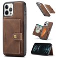 thumbnail image 1 of For Apple iPhone 12 Pro Max Case 5G, Wallet with Detachable Magnetic Card Pockets,fit Car Mount, 2 in 1 Durable PU Leather Money Card Sleeve Kickstand Shockproof Protection Back Flip Cover - Brown, 1 of 18