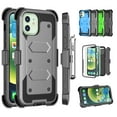 thumbnail image 1 of Apple iPhone 12 Pro Max Case, 6.7" Phone 12 Pro Max Clip Belt Holster, Takfox Shockproof Swivel Defender Heavy Duty Armor Protective Cases & 2 PCS Screen Protector with Kickstand Rugged Cover, Gray, 1 of 7