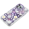 thumbnail image 1 of For Apple iPhone 12 Pro Max Case, Fashion Daisy Floral Series, Full 3D Bling Crystal Diamonds Sparkling Rhinestone Glitter Hybrid Design Phone Cover (Purple), 1 of 9