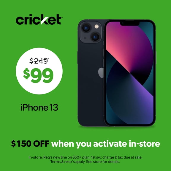 Cricket Wireless Apple iPhone 13 8GB RAM (Prepaid), Midnight