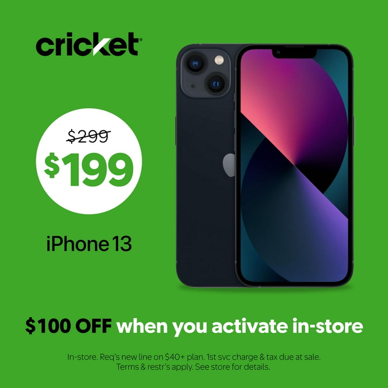 Cricket Wireless Apple iPhone 13 8GB RAM (Prepaid), Midnight