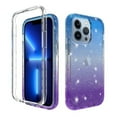 thumbnail image 1 of For Apple iPhone 13 Mini (5.4") Clear Gradient Glitter Bling Sparkly Hybrid Hard PC TPU Bumper and Front Frame Drop Phone Case Cover by Xpression [Blue Purple], 1 of 10