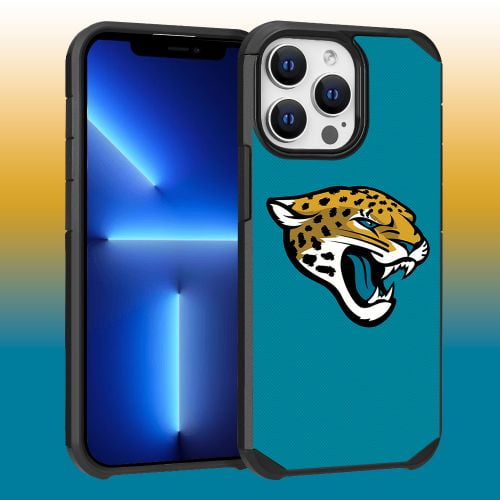 Apple iPhone 13 Pro Max (6.7) - NFL Licensed Jacksonville Jaguars Team Logo on Green Textured Dual Layer Case