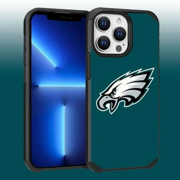 Apple iPhone 13 Pro Max (6.7) - NFL Licensed Philadelphia Eagles Team Logo on Green Textured Dual Layer Case
