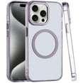 thumbnail image 1 of For Apple iPhone 13 Pro Max Case, Transparent Back Hybrid Case - Magnetic Circle, Color Frame, Metal Buttons, MagSafe Compatible Phone Cover (Light Purple), 1 of 6