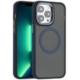 thumbnail image 1 of For Apple iPhone 13 Pro Max Frosted Translucent Back Hybrid with Magnetic Circle MagSafe Compatible, Military Grade Shockproof Cover ,Xpm Phone Case [ Blue ], 1 of 9