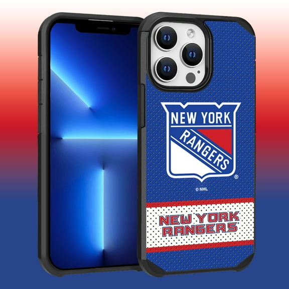 Apple iPhone 13 Pro Max - NHL Licensed New York Rangers Team Logo on Jersey Textured Dual Layer Case