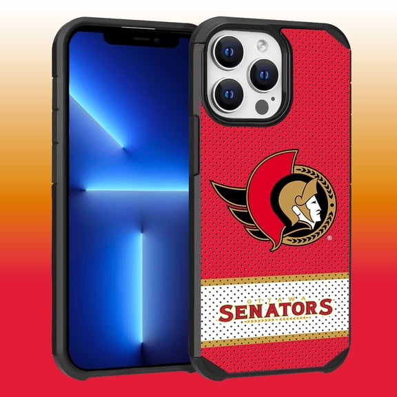 Apple iPhone 13 Pro Max - NHL Licensed Ottawa Senators Team Logo on Jersey Textured Dual Layer Case