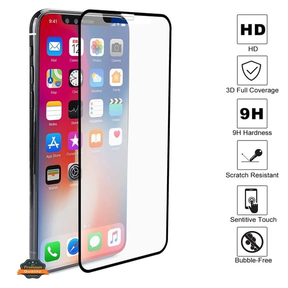 For Apple iPhone 13 Pro Max Tempered Glass Screen Protector, Black Edge HD Clear, Scratch Resistant, Anti-Fingerprint, Easy Install, 9H Hardness Cover, XPM Protector [Clear Black]