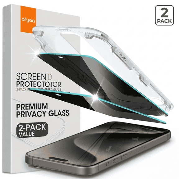 2 Pack Privacy Screen Protector for iPhone 13 Pro Max / iPhone 14 Plus, Shatterproof Tempered Glass Film 6.7" [With Easy Installation Frame]