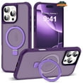 thumbnail image 1 of For Apple iPhone 13 Translucent Matte Finish, MagSafe Compatible, Built-in Ring Stand, Shockproof Protective Back Phone Case Cover by Xpression, Purple, 1 of 8