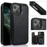 Apple iPhone 13 Wallet Case with Card Holder, Dteck PU Leather Kickstand Card Slots Case, Double Magnetic Clasp and Durable Shockproof Cover For iPhone 13,Black