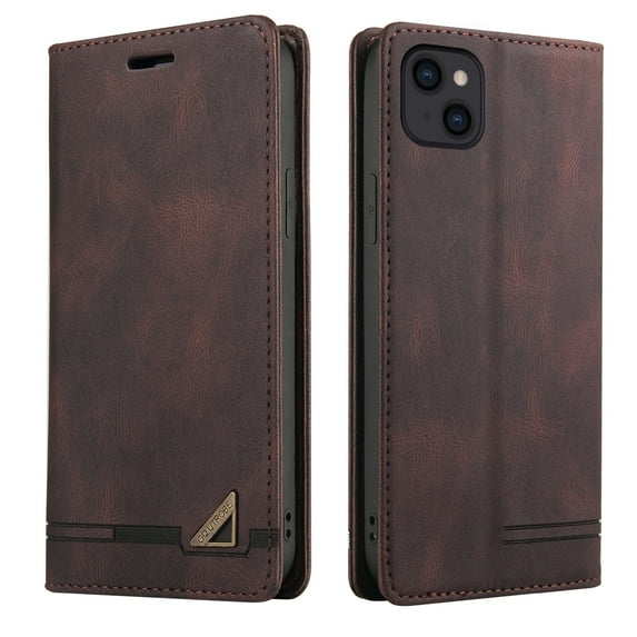 For Apple iPhone 13 Wallet Case, PU Leather RFID Blocking Card Slots Magnetic Flip Holder Slim Durable Protective Phone Case Cover For iPhone 13,Brown