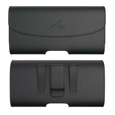 For Apple iPhone 14, 14 Pro, 13, 13 Pro, 12, 12 Pro, 11 Pro,, iPhone SE 2020, 8, 7, 6S, 6, Premium Leather AGOZ Pouch Case Holster with Belt Clip & Loops - 5.75"x3"x0.5" (Fits With Slim Cover)