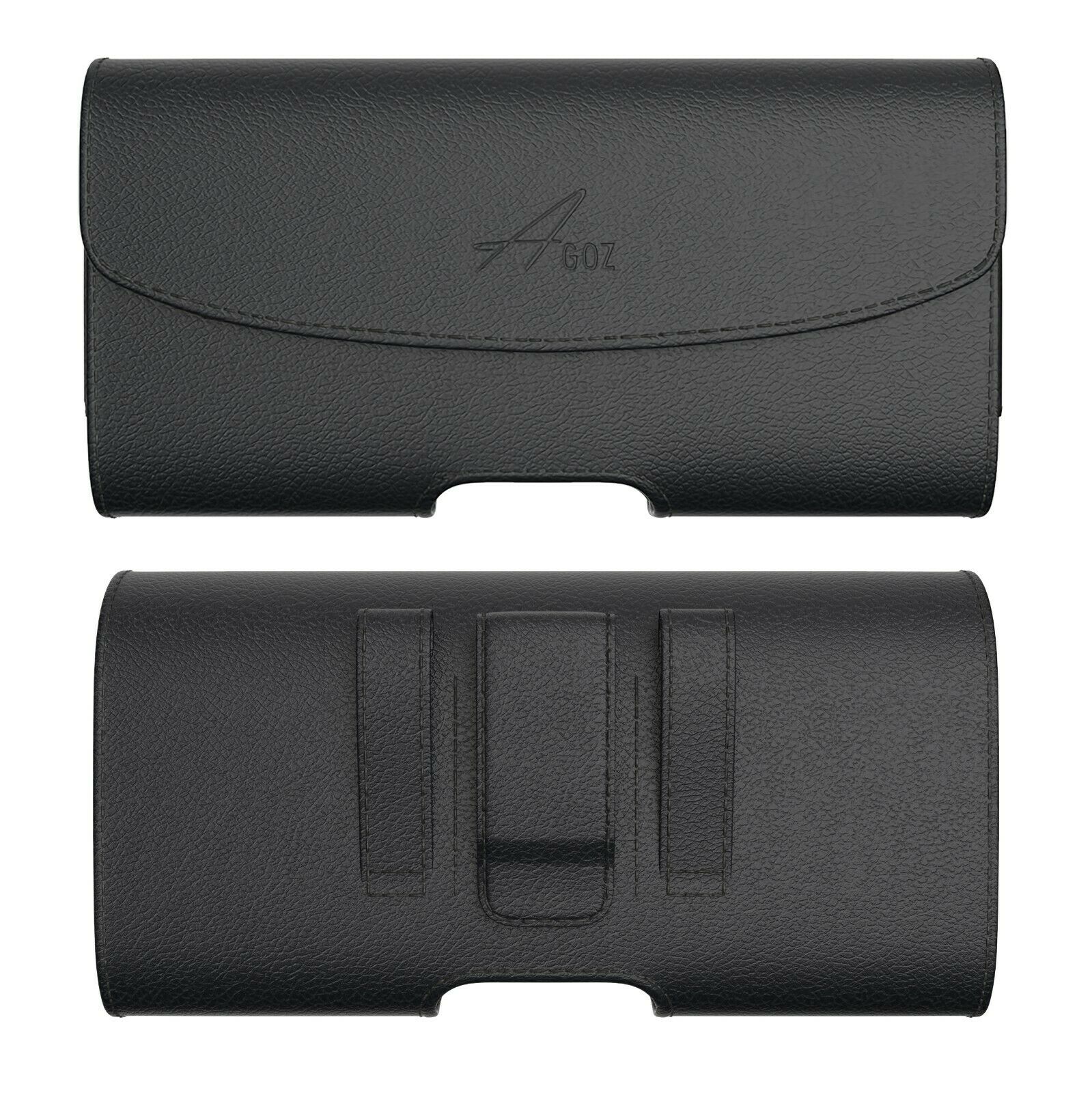 KP Extra Large Horizontal Leather Belt Clip Holster Case For Big Phones - Black PU