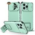 thumbnail image 1 of For Apple iPhone 14 (6.1") Slim Hybrid Hard TPU Rubber Shockproof with Vertical Kickstand & Camera Cover Protection Phone Case Cover by Xpression - Green Teal, 1 of 7