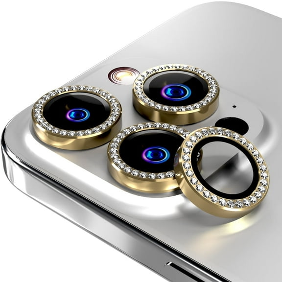 Rome Tech for Apple iPhone 14 Pro/14 Pro Max (2022) 15 Pro/15 Pro Max (2023) Diamond Series Lens 3 + 1 spare - Gold