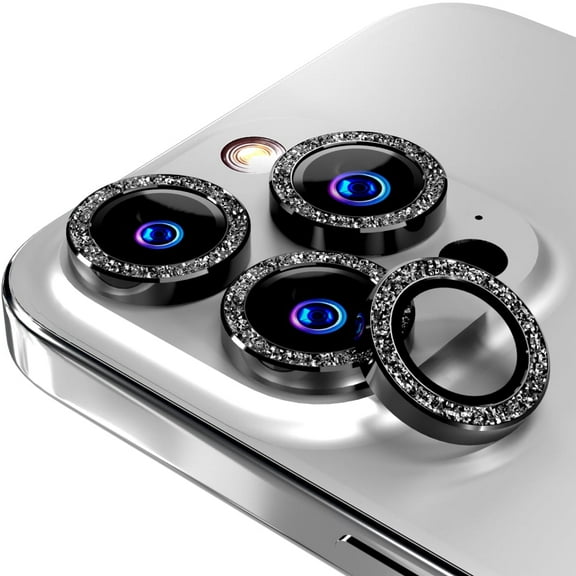 For Apple iPhone 14 Pro/14 Pro Max (2022) 15 Pro/15 Pro Max (2023) Rome Tech Glitter Powder Series Lens 3 + 1 spare - Black