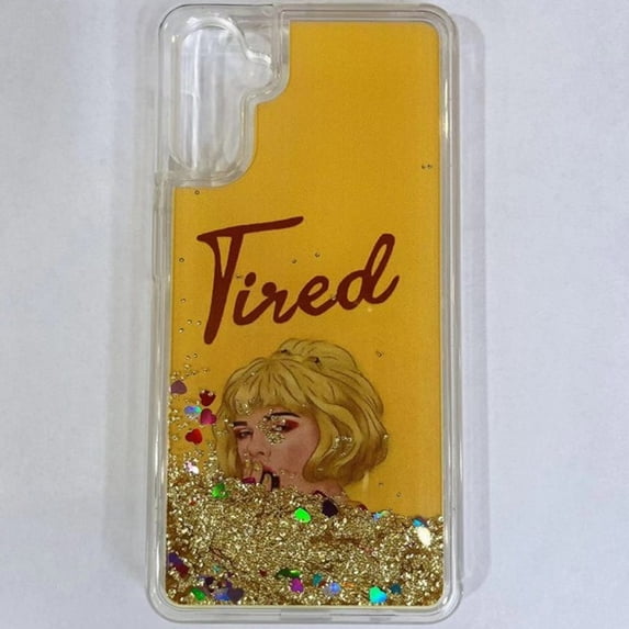 For Apple iPhone 14 Pro (6.1") Quicksand Glitter Design Colorful Waterfall Liquid Floating Sparkle Bling Rubber Hard Phone Case Cover by Xpression - Tired Woman
