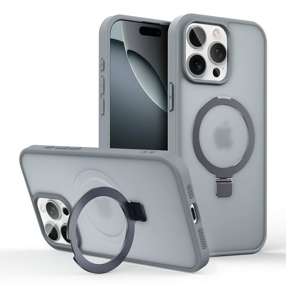 For Apple iPhone 14 Pro Case, Compatible with Magsafe Ring Holder Kickstand Slim Fit Drop Protective Shockproof Anti-Scratch Bumper Rugged Phone Case Cover for iPhone 14 Pro, Gray