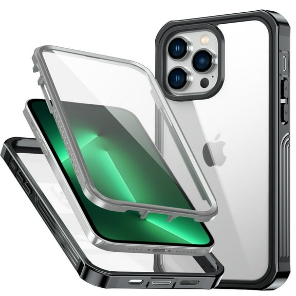 for Apple iPhone 14 Pro Case,iPhone 14 Pro Water-Proof, Dust-proof, Dust-Proof Case with Built-in Screen Protector, Hybrid Silicone + PC Rugged Shockproof 360 Full Body Protective Clear Case