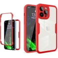 thumbnail image 1 of for Apple iPhone 14 Pro Clear Case with Screen Protector, Slim Shockproof Soft TPU Bumper Full Body Protection Phone Cover Case for iPhone 14 Pro QC Red, 1 of 9