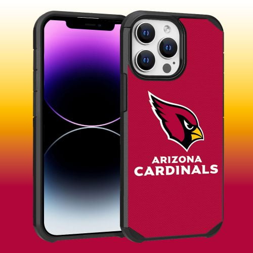 Apple iPhone 14 Pro Max (6.7) - NFL Licensed Arizona Cardinals Red Textured Back Cover on Black TPU Skin