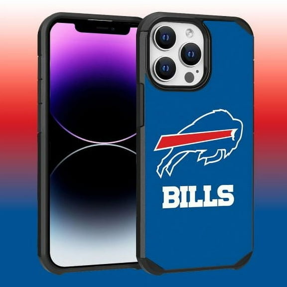 Apple iPhone 14 Pro Max (6.7) - NFL Licensed Buffalo Bills Blue Textured Back Cover on Black TPU Skin