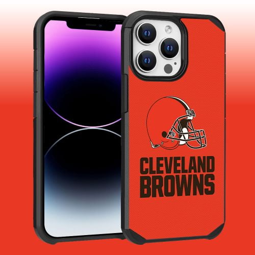 Apple iPhone 14 Pro Max (6.7) - NFL Licensed Cleveland Browns Red Textured Back Cover on Black TPU Skin