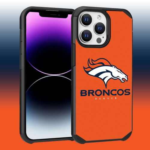 Apple iPhone 14 Pro Max (6.7) - NFL Licensed Denver Broncos Orange Textured Back Cover on Black TPU Skin