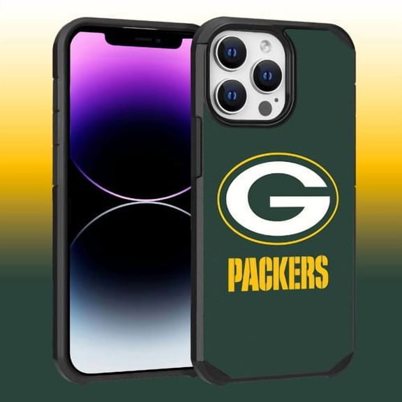 Apple iPhone 14 Pro Max (6.7) - NFL Licensed Green Bay Packers Green Textured Back Cover on Black TPU Skin