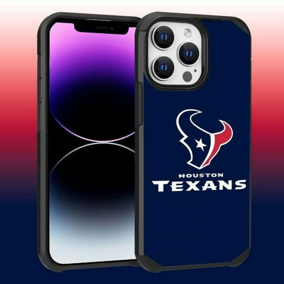 Apple iPhone 14 Pro Max (6.7) - NFL Licensed Houston Texans Blue Textured Back Cover on Black TPU Skin