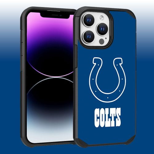 Apple iPhone 14 Pro Max (6.7) - NFL Licensed Indianapolis Colts Blue Textured Back Cover on Black TPU Skin