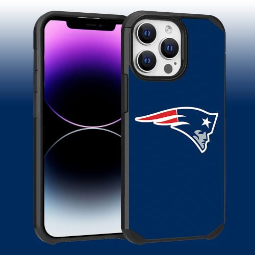 Apple iPhone 14 Pro Max (6.7) - NFL Licensed New England Patriots Blue Textured Back Cover on Black TPU Skin