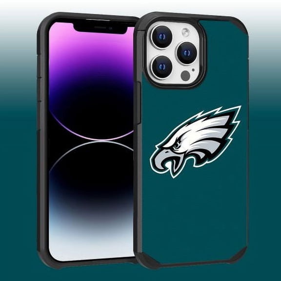 Apple iPhone 14 Pro Max (6.7) - NFL Licensed Philadelphia Eagles Green Textured Back Cover on Black TPU Skin