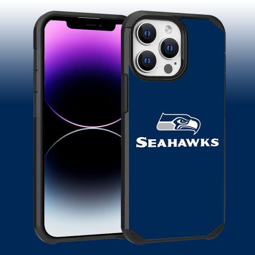 Apple iPhone 14 Pro Max (6.7) - NFL Licensed Seattle Seahawks Blue Textured Back Cover on Black TPU Skin