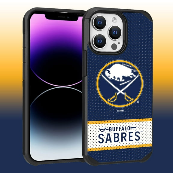 Apple iPhone 14 Pro Max (6.7) - NHL Licensed Buffalo Sabres Team Logo on Jersey Textured Dual Layer Case