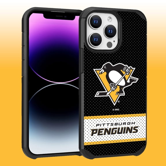 Apple iPhone 14 Pro Max (6.7) - NHL Licensed Pittsburg Penguins Team Logo on Jersey Textured Dual Layer Case