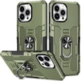 thumbnail image 1 of for Apple iPhone 14 Pro Max Case with Metal Ring Kickstand for Women & Men, Heavy-Duty Protection Shockproof Bumper Cover Case for Apple iPhone 14 Pro Max TY Green, 1 of 18