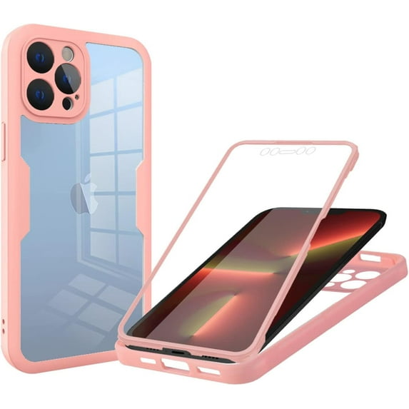 for Apple iPhone 14 Pro Max Clear Case with Screen Protector, Slim Shockproof Soft TPU Bumper Full Body Protection Phone Cover Case for iPhone 14 Pro Max QC Pink
