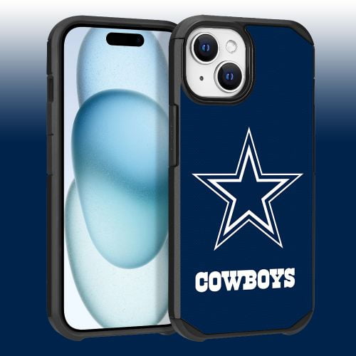 Apple iPhone 15 (6.1) - NFL Licensed Dallas Cowboys Team Logo on Blue Textured Dual Layer Case